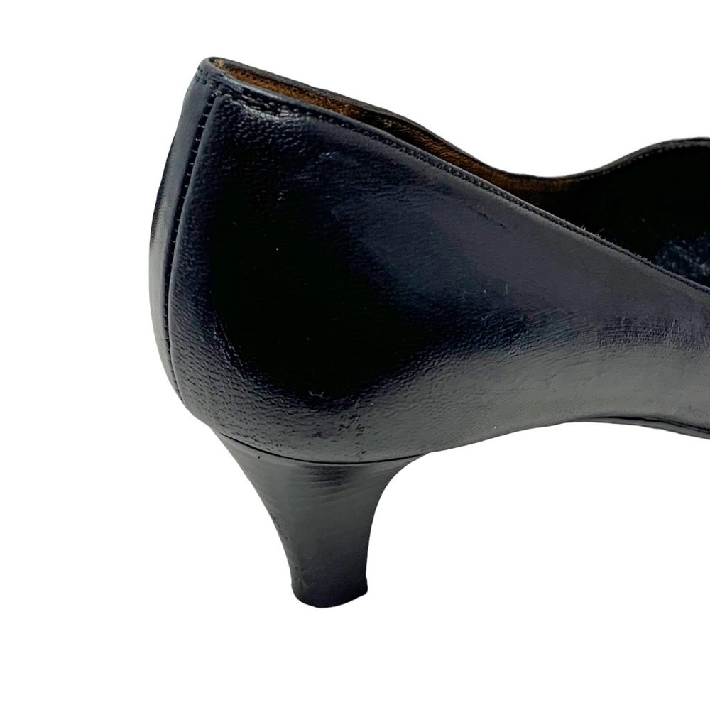 Salvatore Ferragamo Black Leather‎ Patent Leather Cap Toe Pumps - Picture 6 of 14